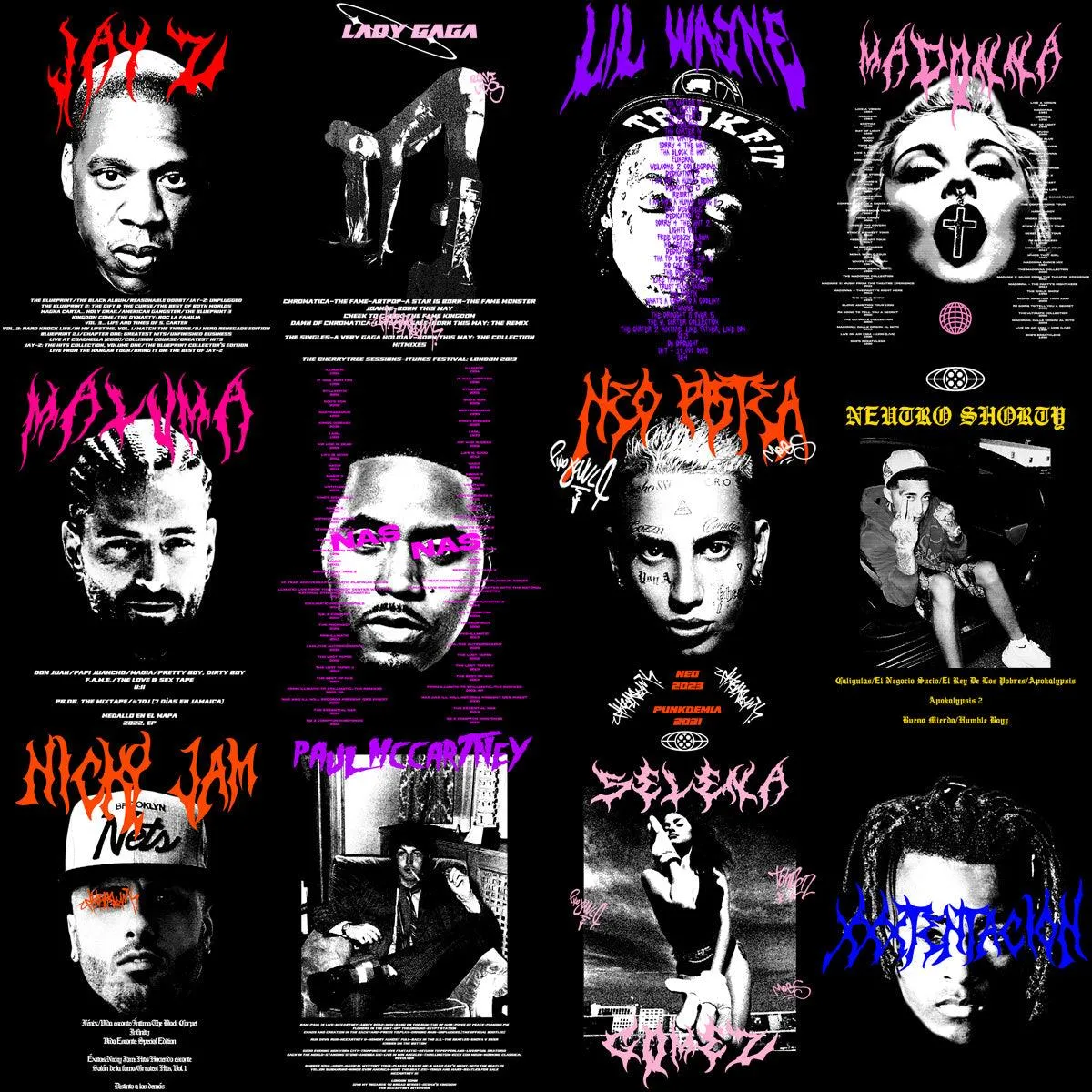 24 Music Artists Streetwear V4 Designs Bundle PNG   PSD