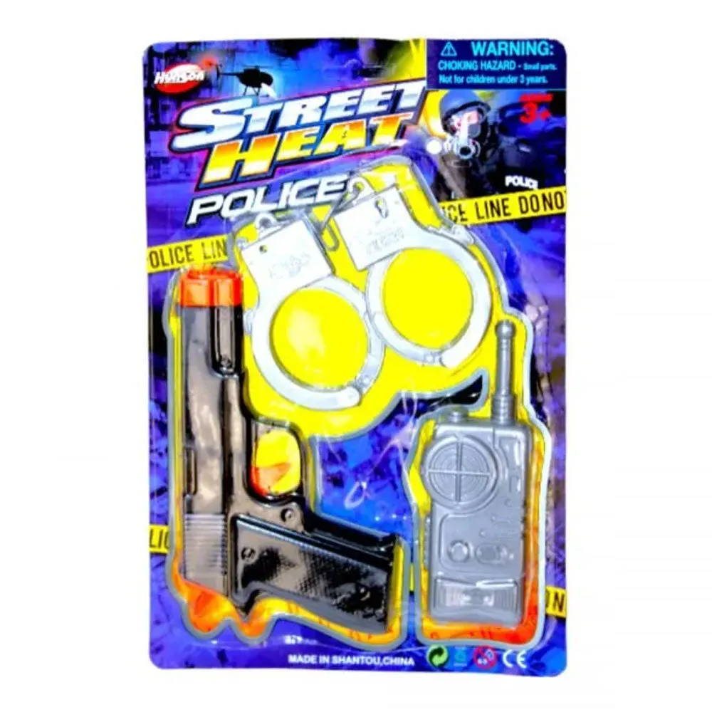 3 Pc Kid Police Novelty Toy Gun Handcuffs Radio Sheriff Costume Party Favor Gift
