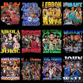 36 Basketball Vintage Bootleg Players Designs Bundle PNG