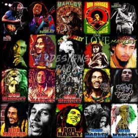 54 Bob Marley Rasta Music Designs Bundle PNG