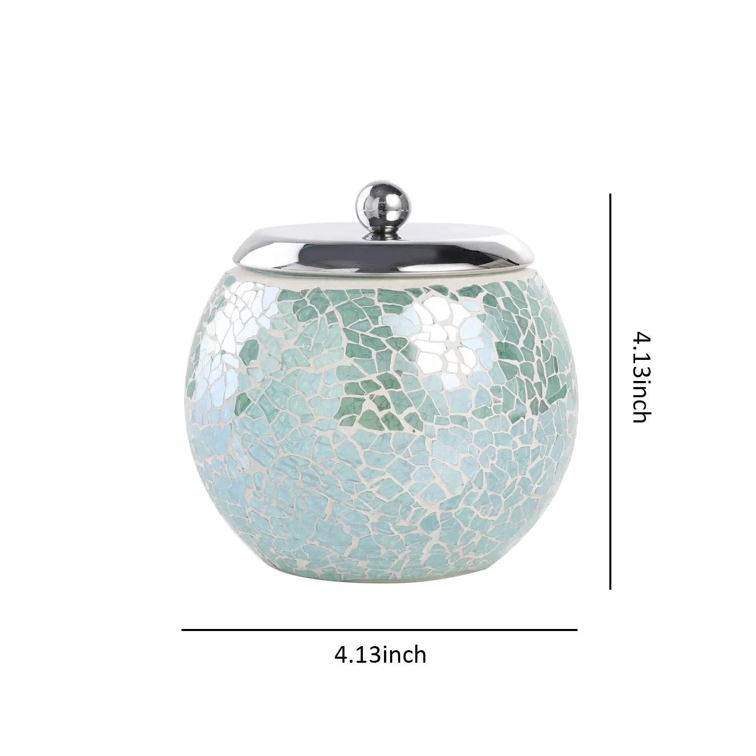 5Pieces Mosaic Glass Bathroom Accessories Set, Soap Dispenser, Tray/Soap Dish (Turquoise)