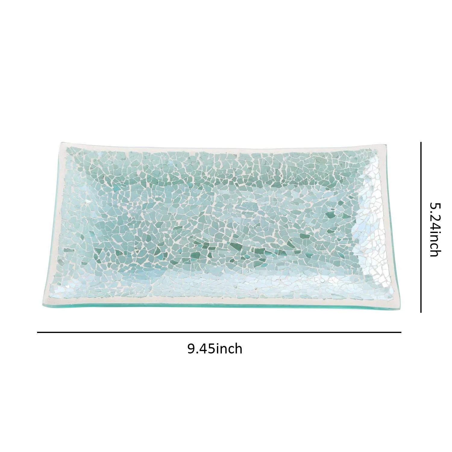 5Pieces Mosaic Glass Bathroom Accessories Set, Soap Dispenser, Tray/Soap Dish (Turquoise)
