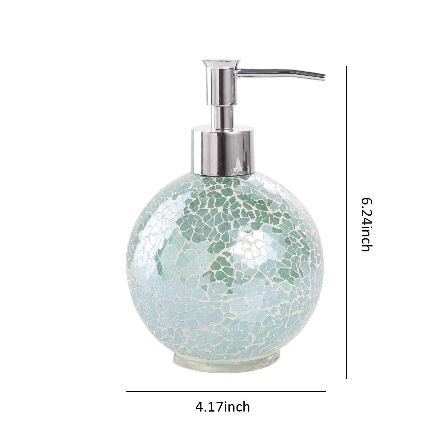 5Pieces Mosaic Glass Bathroom Accessories Set, Soap Dispenser, Tray/Soap Dish (Turquoise)