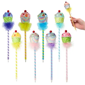 6 Lot Cute Ballpoint Pens Sequin Cupcake Ball Pencil Gift Kids Stationery School