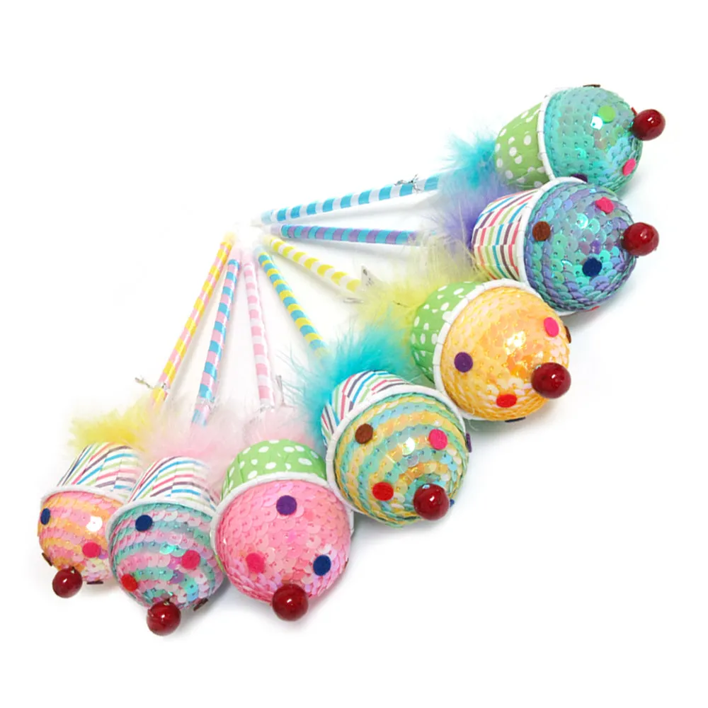6 Lot Cute Ballpoint Pens Sequin Cupcake Ball Pencil Gift Kids Stationery School