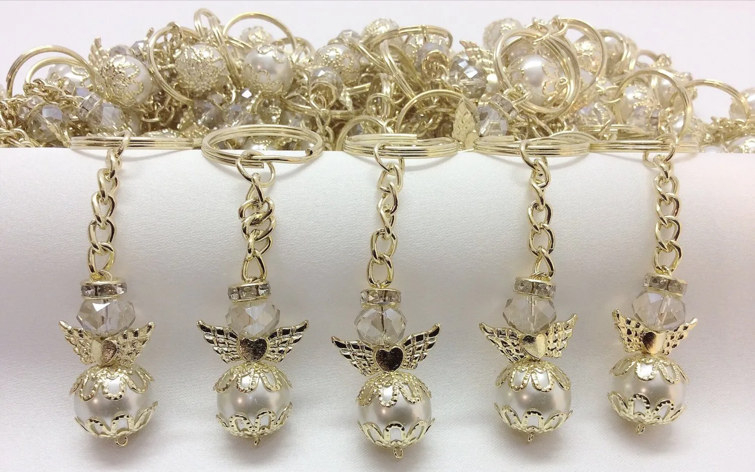 70 pcs Angel keychain, baptism keychain, pearl keychain, angel keychain, charm keychain, christening favor, baptism angel favor