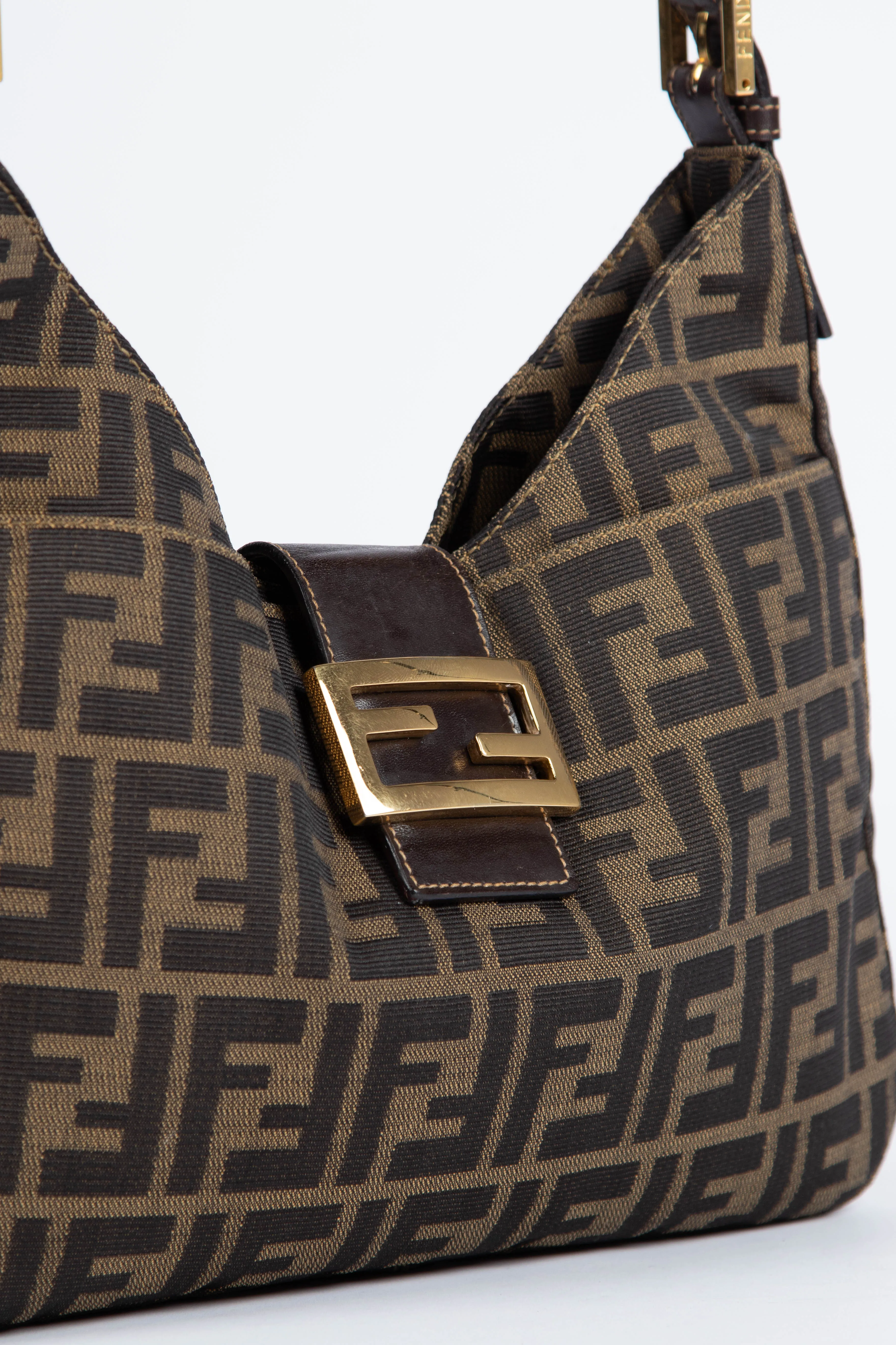 90s Fendi Zucca Shoulder Bag GHW
