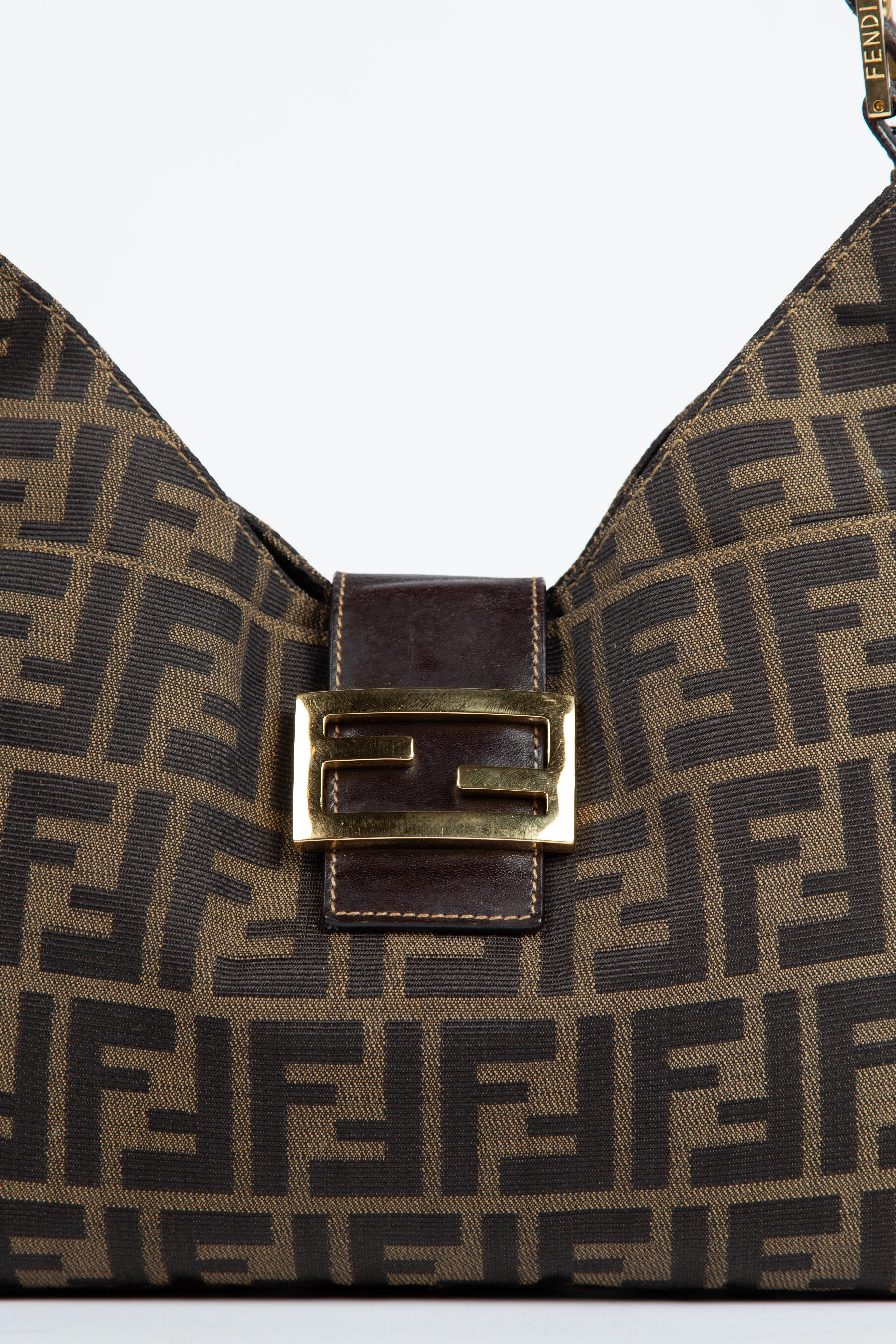 90s Fendi Zucca Shoulder Bag GHW