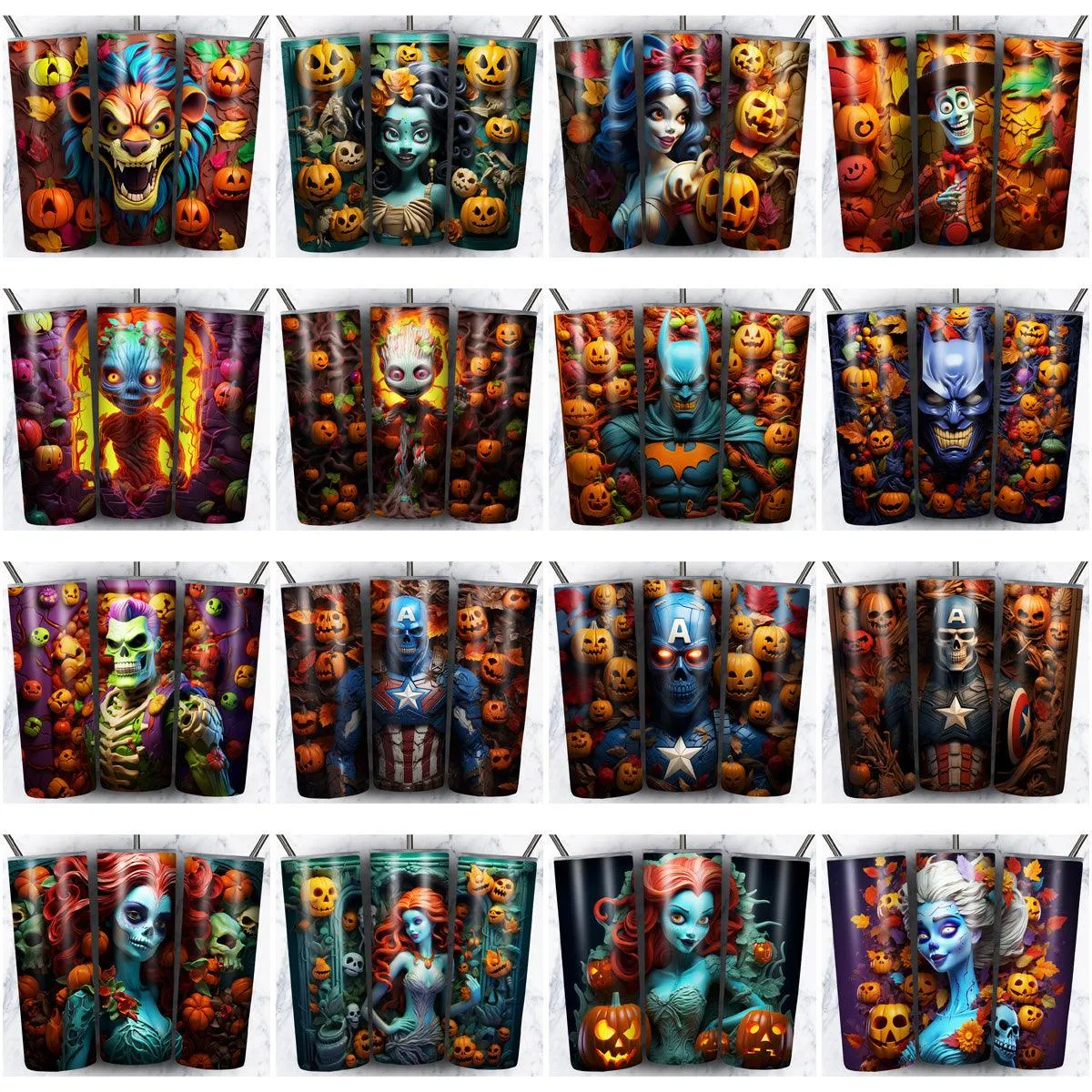 99 3D Horror Cartoon Tumbler Wrap Designs Bundle JPG