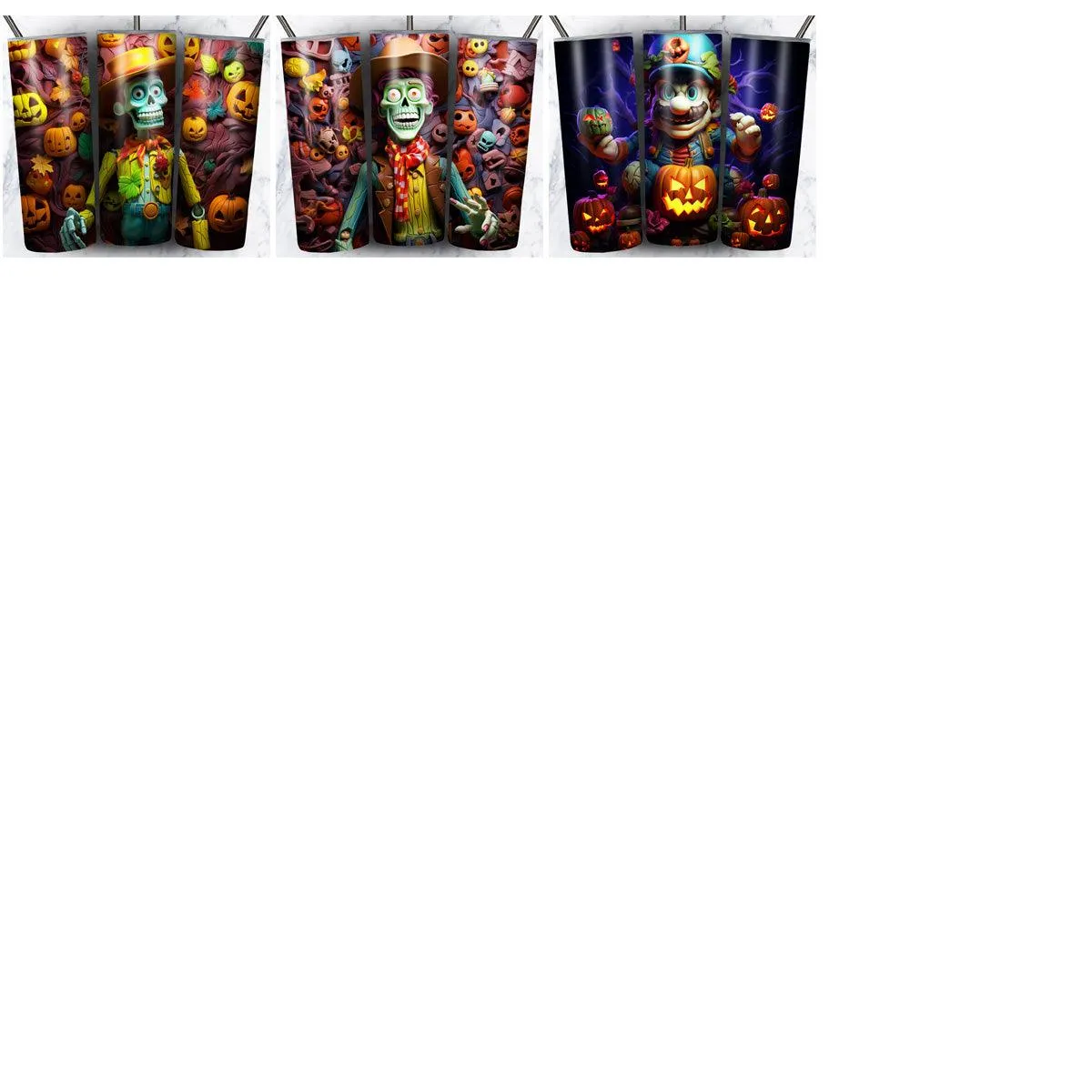 99 3D Horror Cartoon Tumbler Wrap Designs Bundle JPG