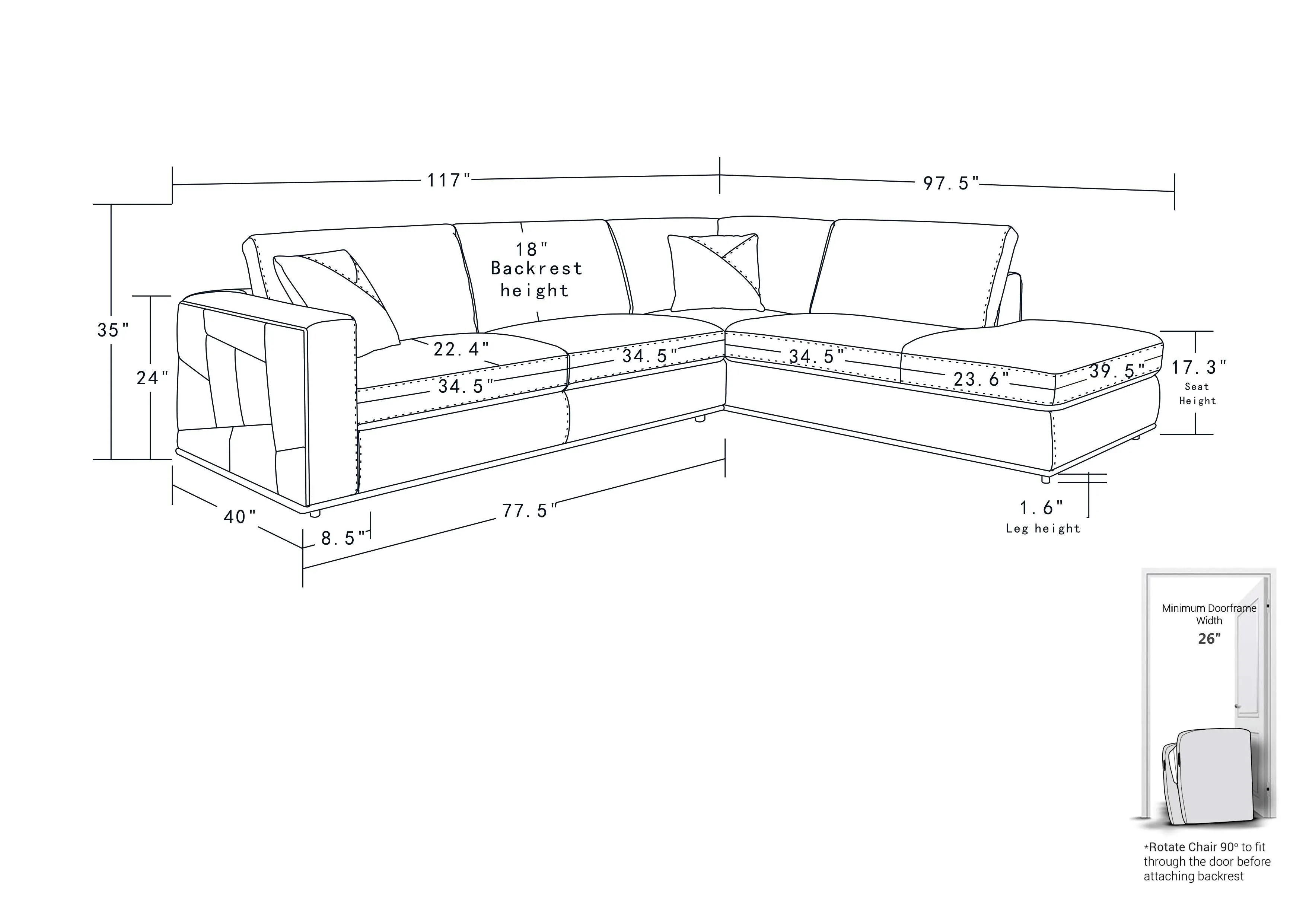 998 - White RAF Sectional Sofa