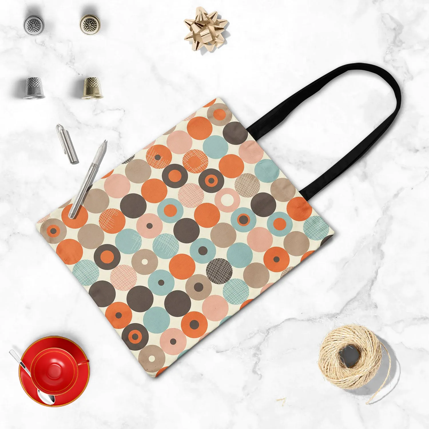 Abstract Retro D2 Tote Bag Shoulder Purse | Multipurpose