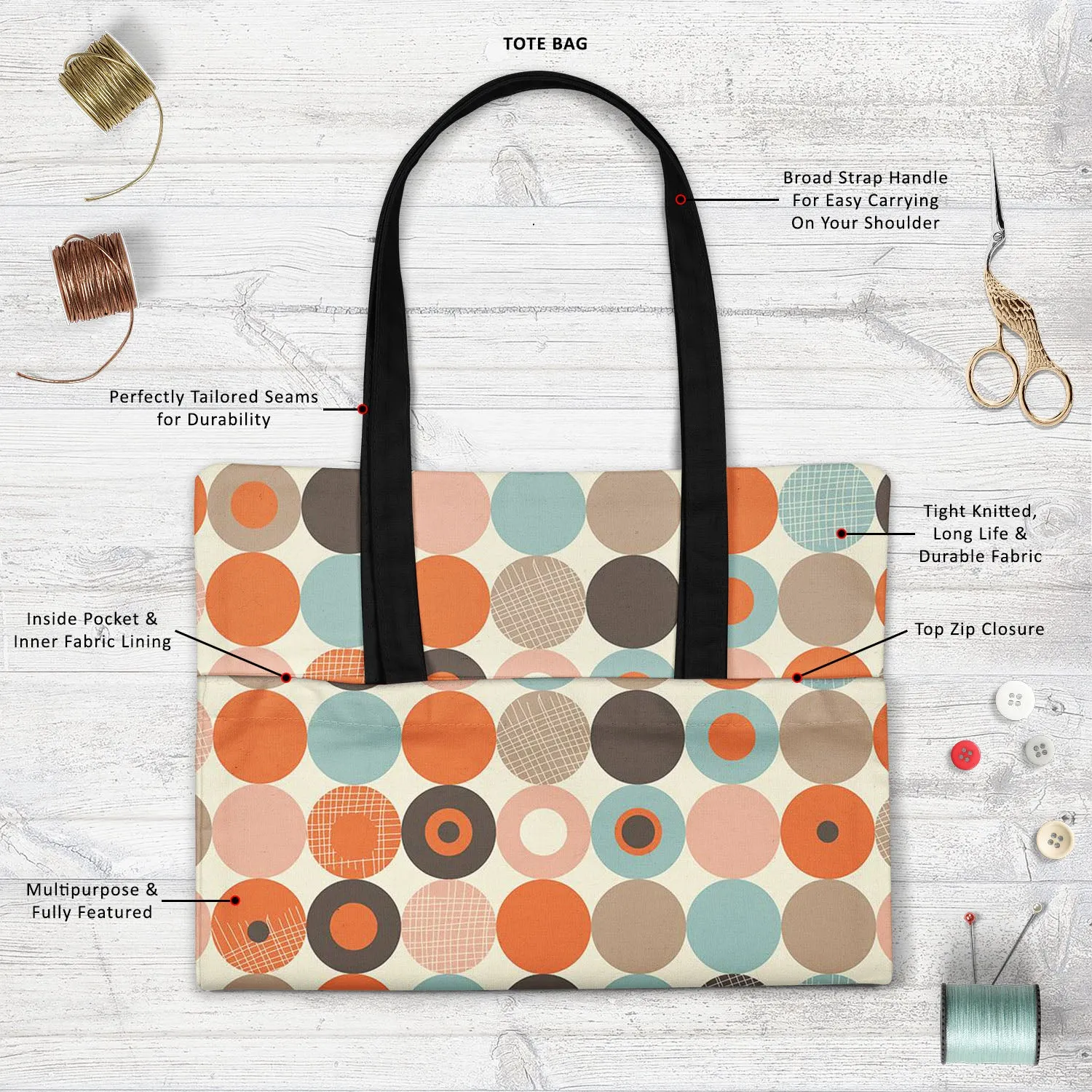 Abstract Retro D2 Tote Bag Shoulder Purse | Multipurpose