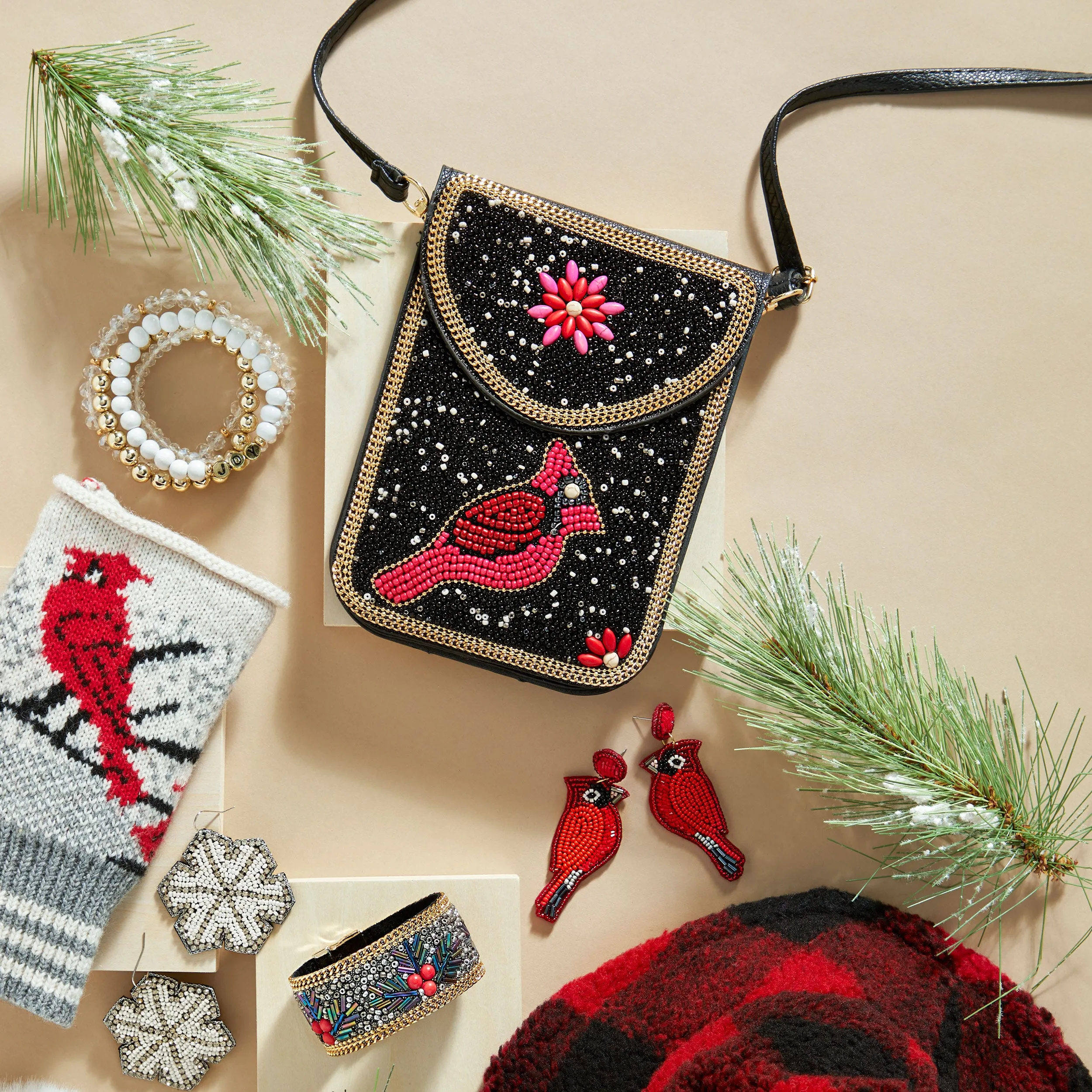 Artisan Beaded Holiday Crossbody - Jack-O-Lantern