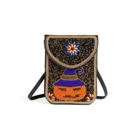 Artisan Beaded Holiday Crossbody - Jack-O-Lantern