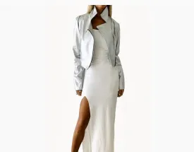 B. Silver Metallic Vegan Jacket - The Santorini