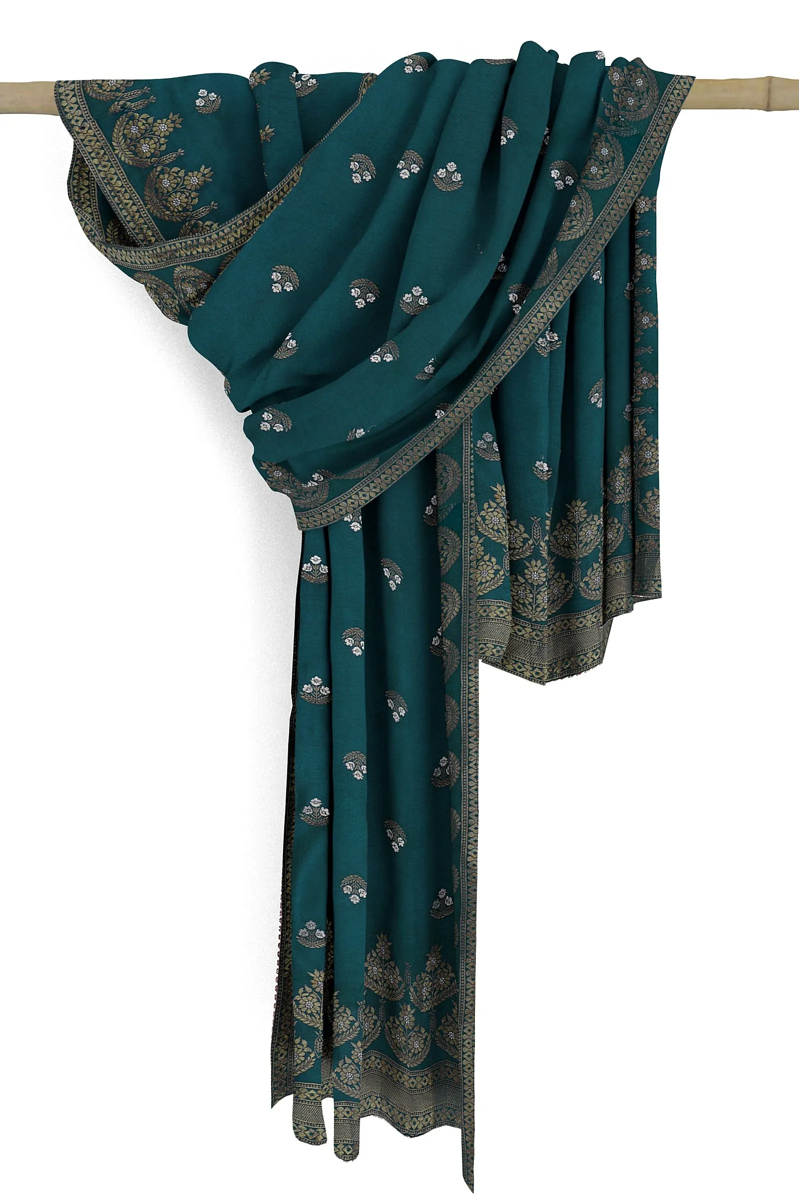 Beautiful Bottle Green Silk Jacquard Dupatta