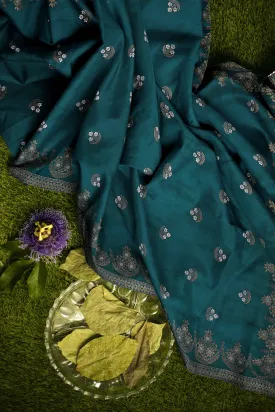 Beautiful Bottle Green Silk Jacquard Dupatta