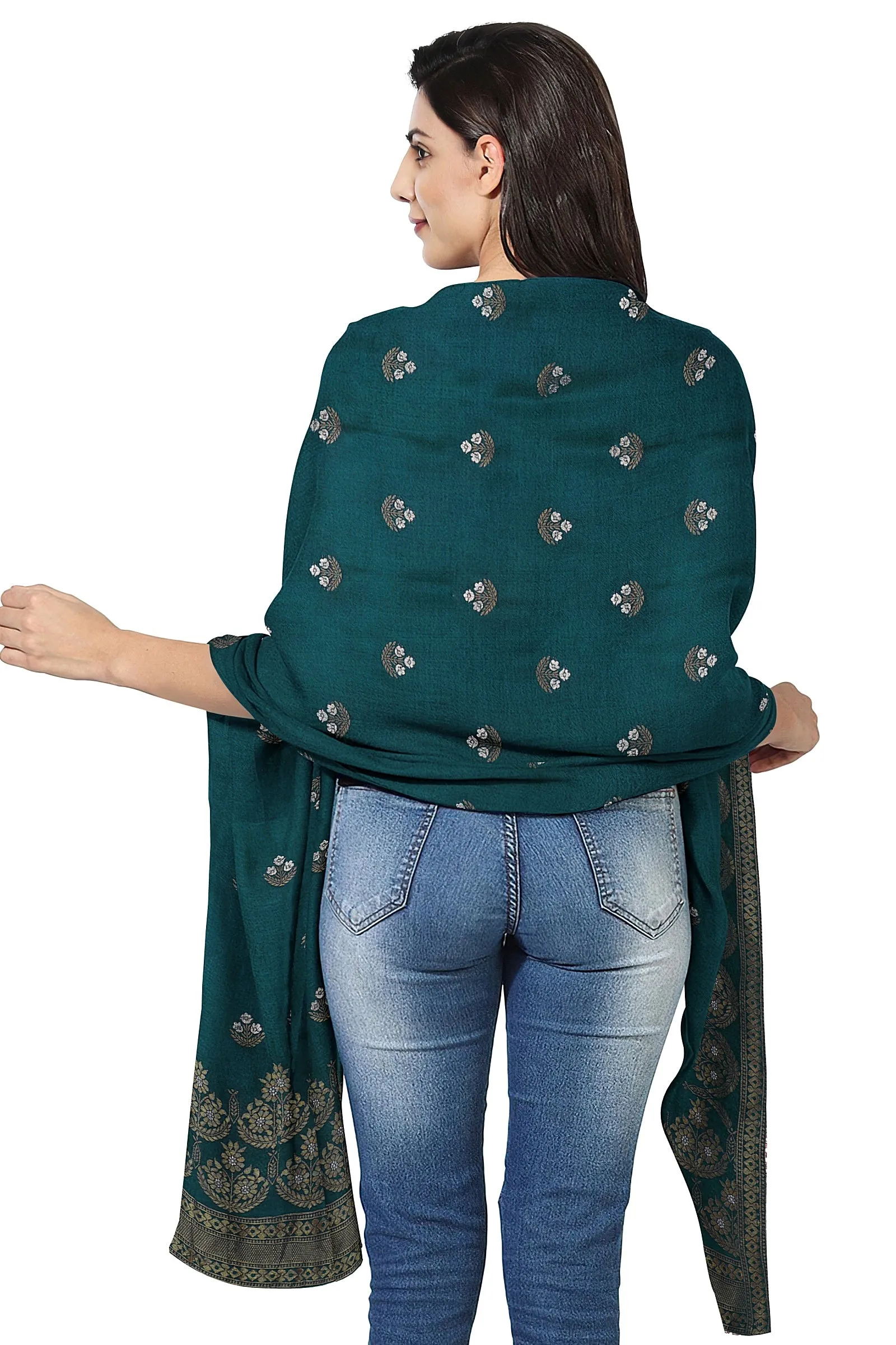 Beautiful Bottle Green Silk Jacquard Dupatta