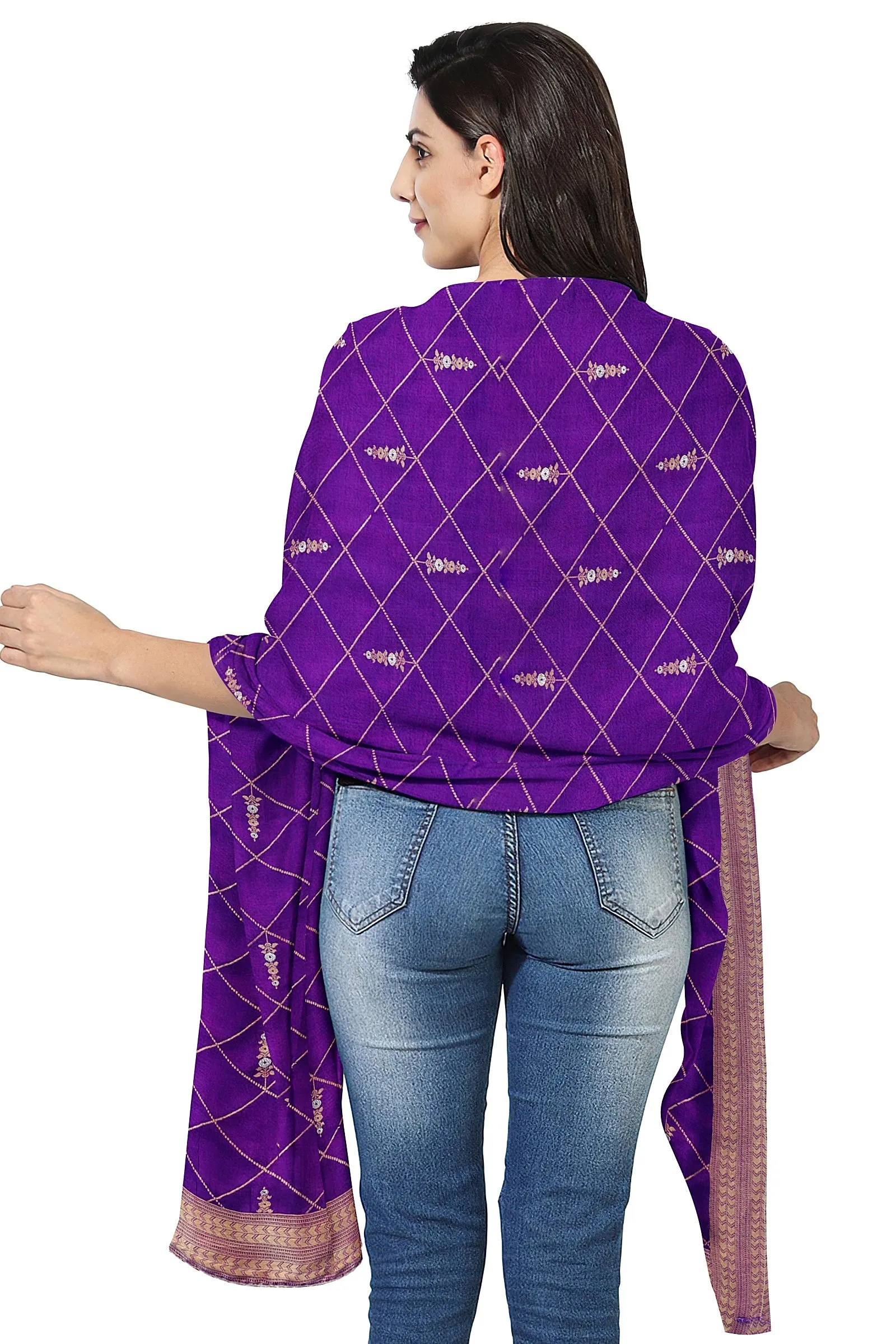 Beautiful Silk Purple Jacquard Dupatta