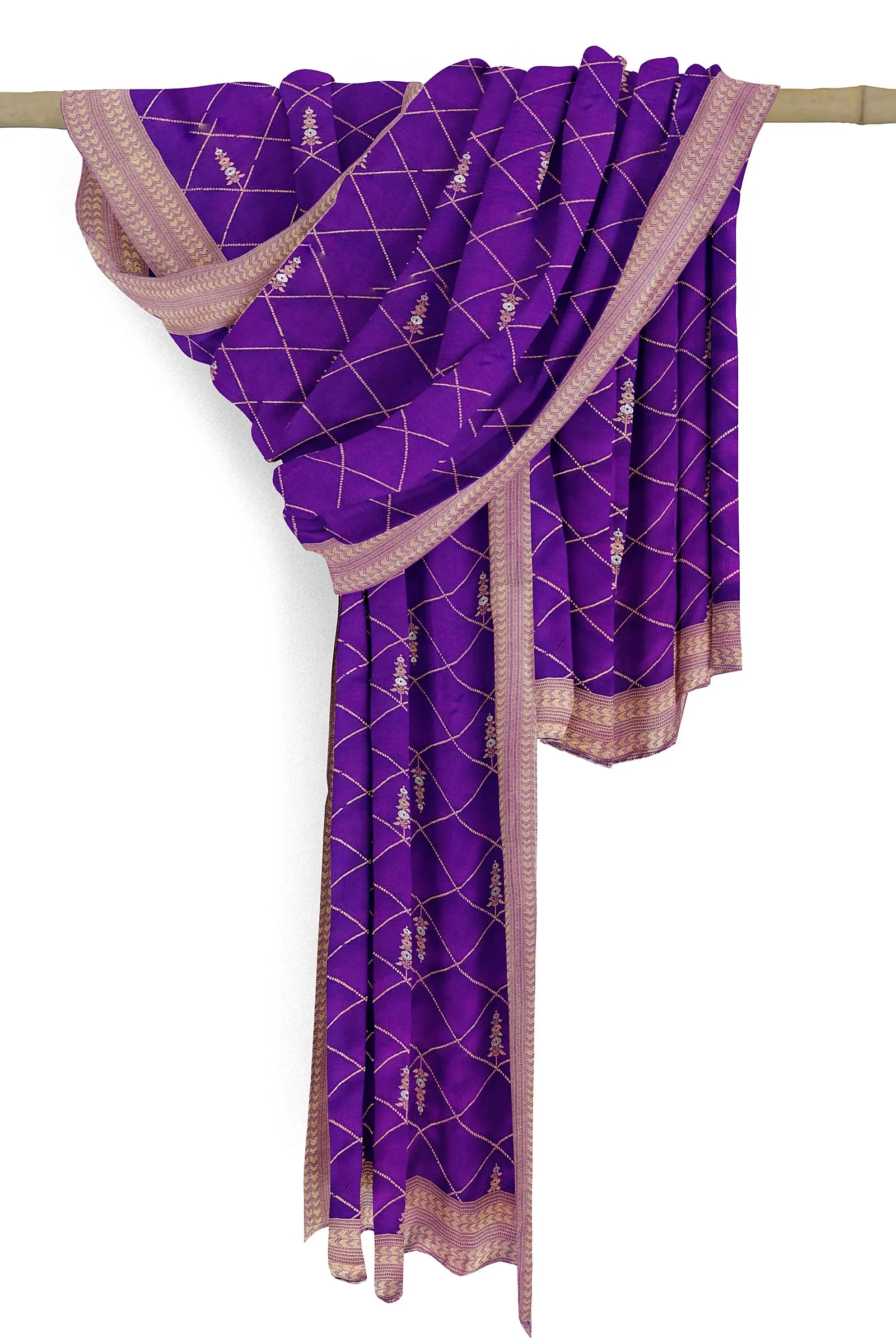 Beautiful Silk Purple Jacquard Dupatta