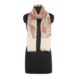 Beige Paisley Printed Design Woolen Stole
