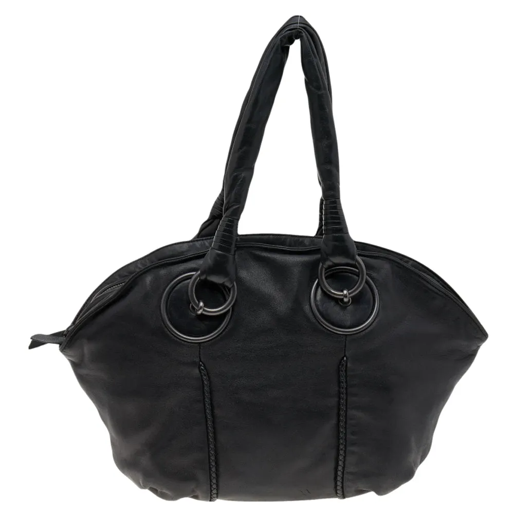 Black Lambskin Leather Satchel