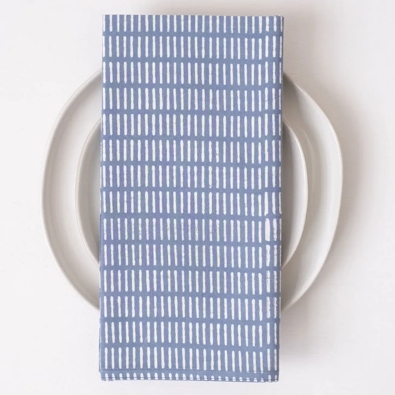 Block Printed Napkins - Pontis Stripes Cloud
