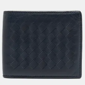 Blue Intrecciato Leather Bifold Wallet