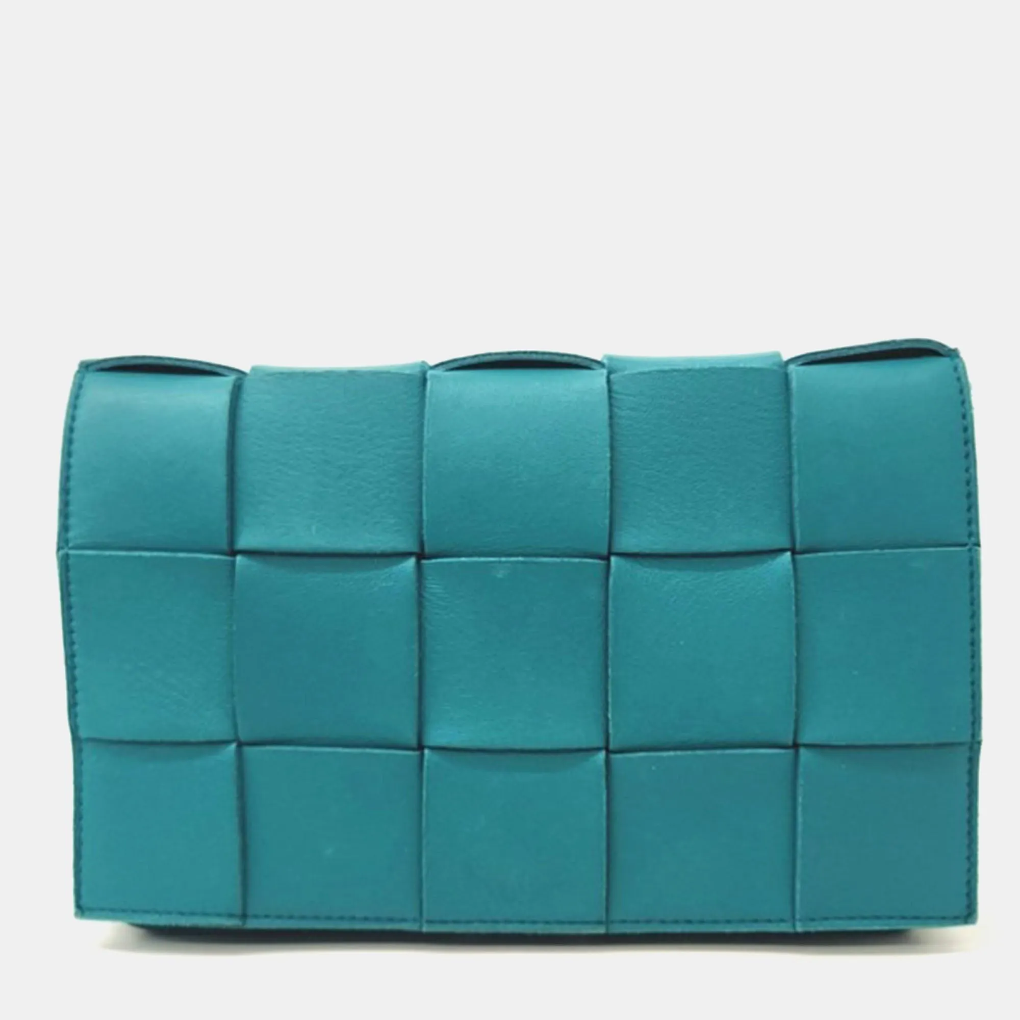 Blue Leather Cassette Shoulder Bag