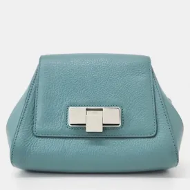 Blue Leather Triangle Mini Belt Bag