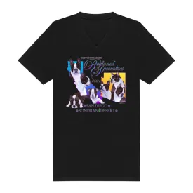 Boston Terrier Regional Specialties Design on a Bella Canvas 3005 Unisex Jersey Short Sleeve V-Neck Tee