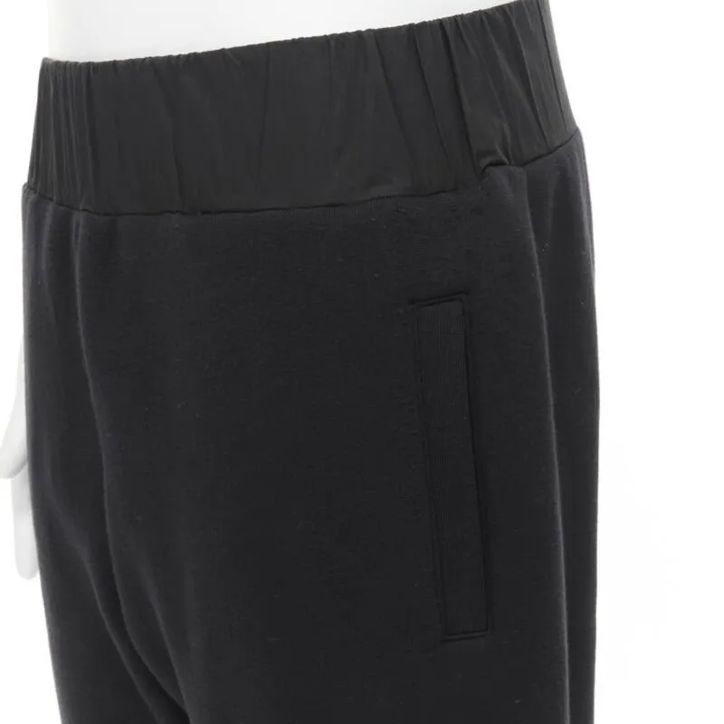 BOTTEGA VENETA black cotton waist band heavy cotton wide leg sweat pants IT48 M