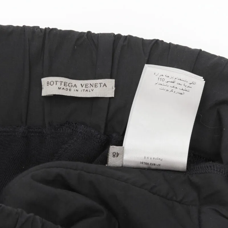 BOTTEGA VENETA black cotton waist band heavy cotton wide leg sweat pants IT48 M