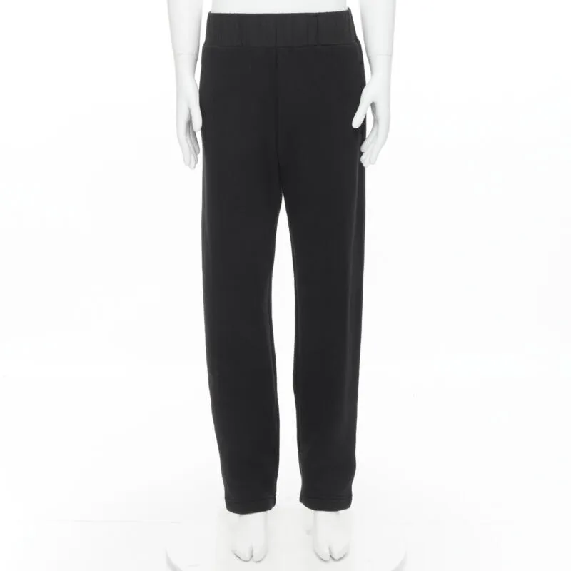 BOTTEGA VENETA black cotton waist band heavy cotton wide leg sweat pants IT48 M
