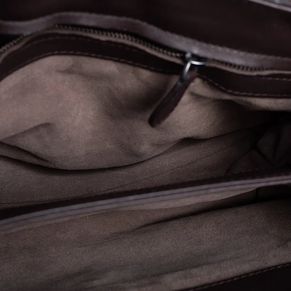 Bottega Veneta Brown Intrecciato Karung and Watersnake Detail Flap Shoulder Bag