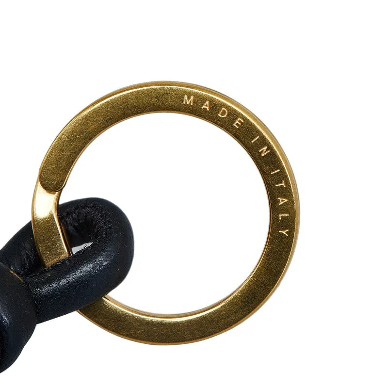 Bottega Veneta Leather Chain Key Holder Black Gold