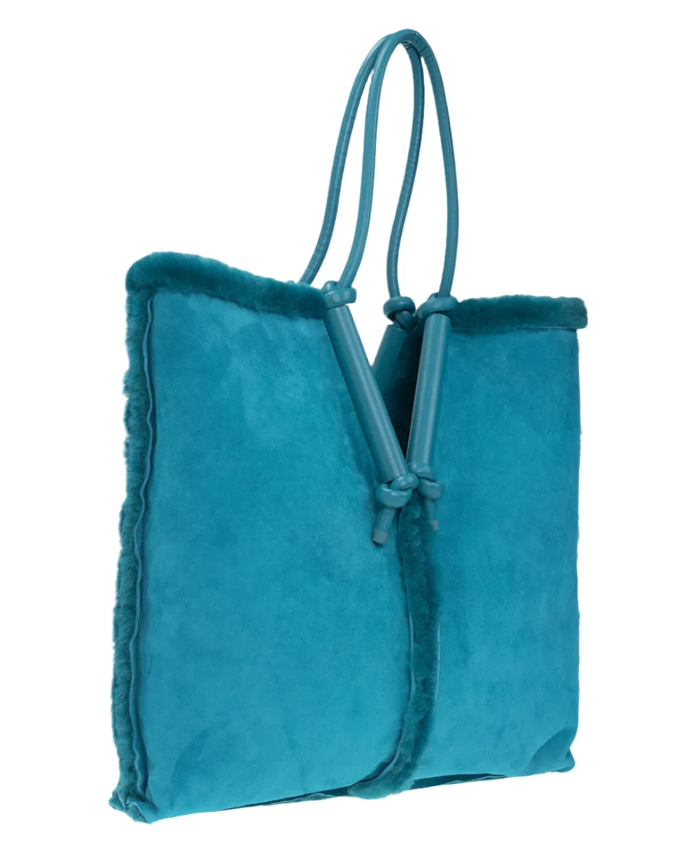 Bottega Veneta New Women's Suede Leather Bag In Turquoise Blue