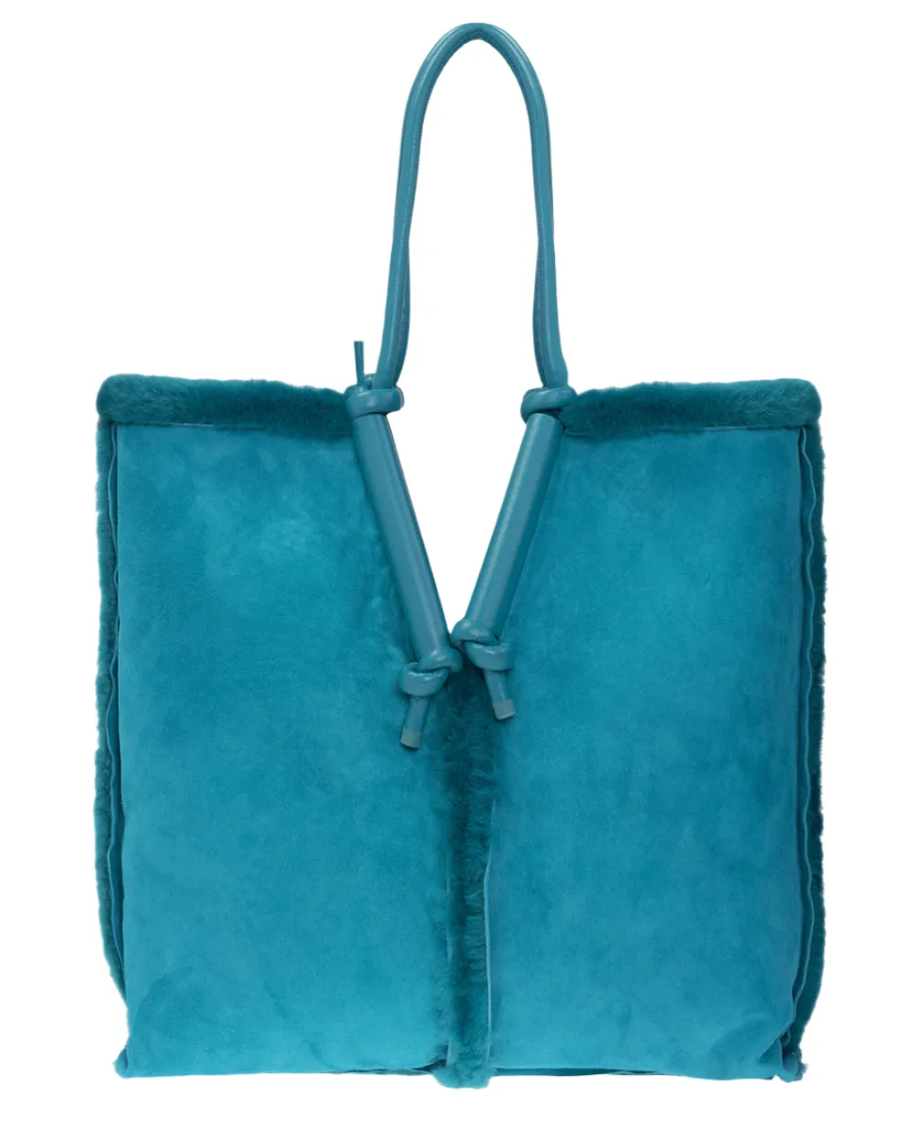 Bottega Veneta New Women's Suede Leather Bag In Turquoise Blue