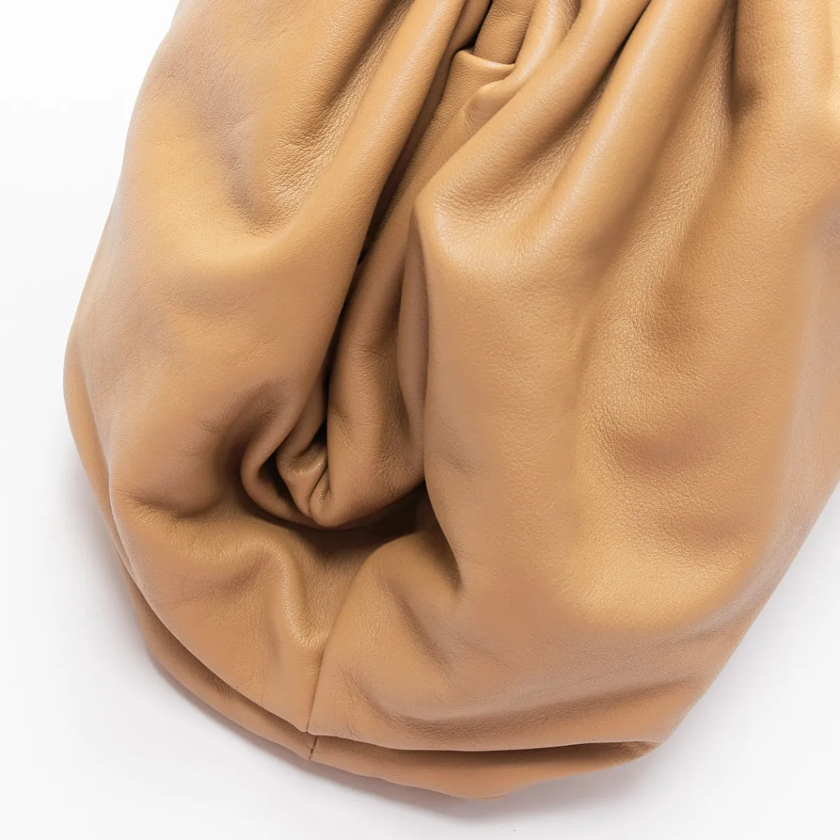 BOTTEGA VENETA The Pouch tan leather dumpling clutch bag