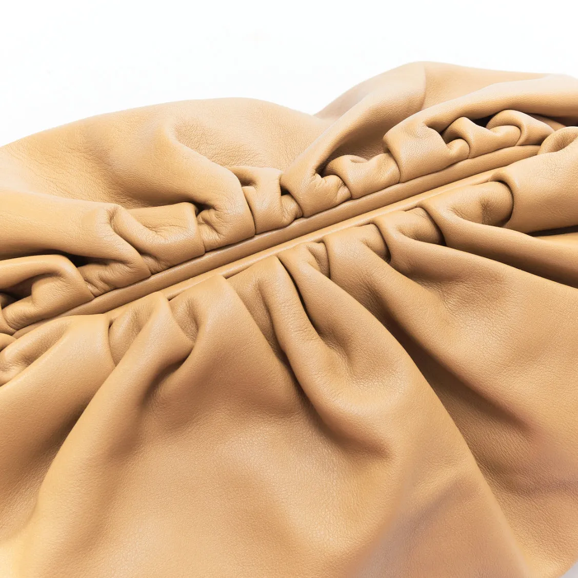 BOTTEGA VENETA The Pouch tan leather dumpling clutch bag