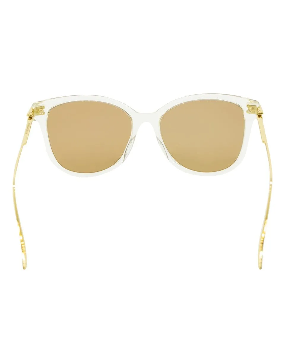 Brown and Gold Rectangle Sunglasses