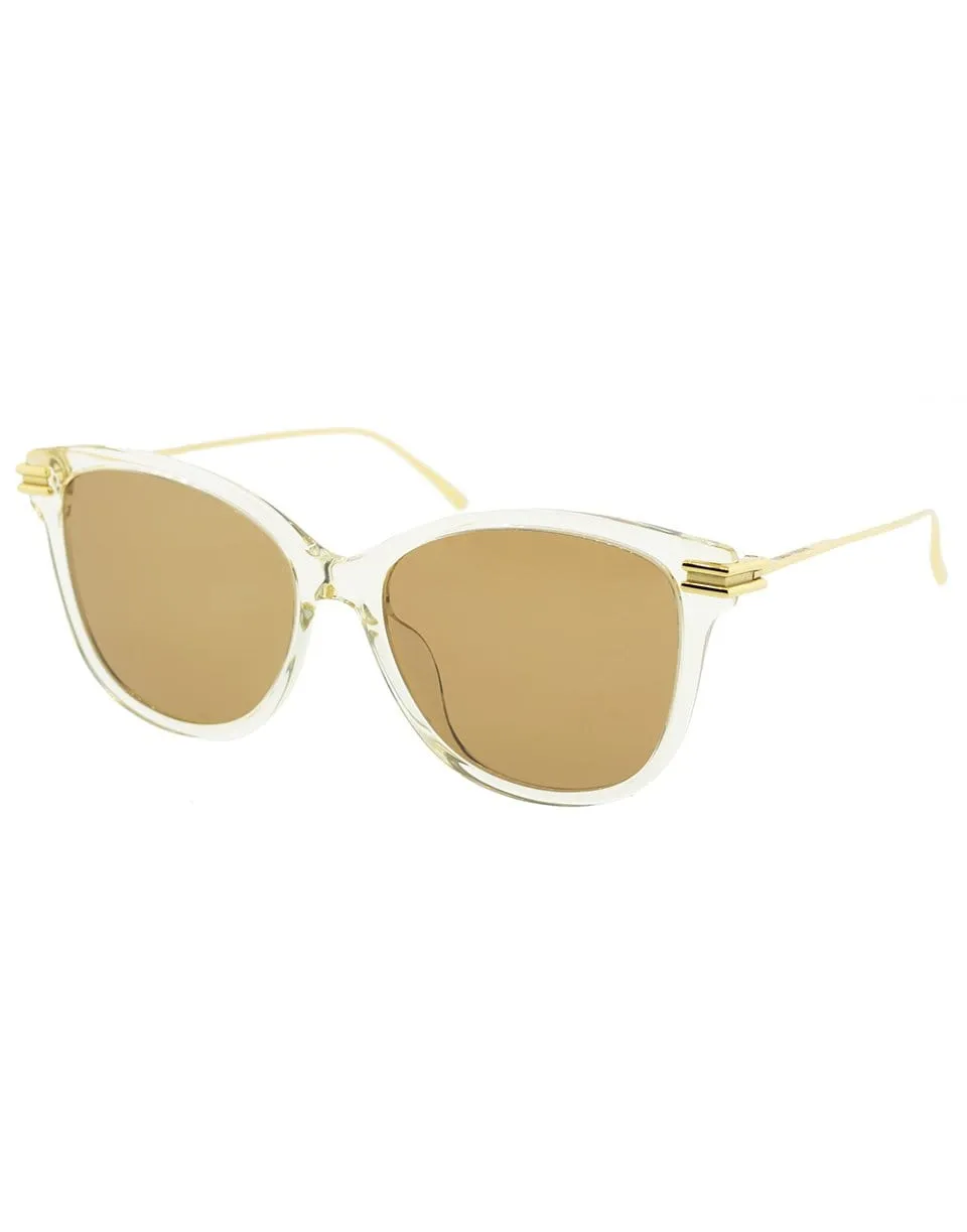 Brown and Gold Rectangle Sunglasses
