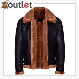 Brown B3 Real Shearling Sheepskin Leather Bomber Flying Jacket