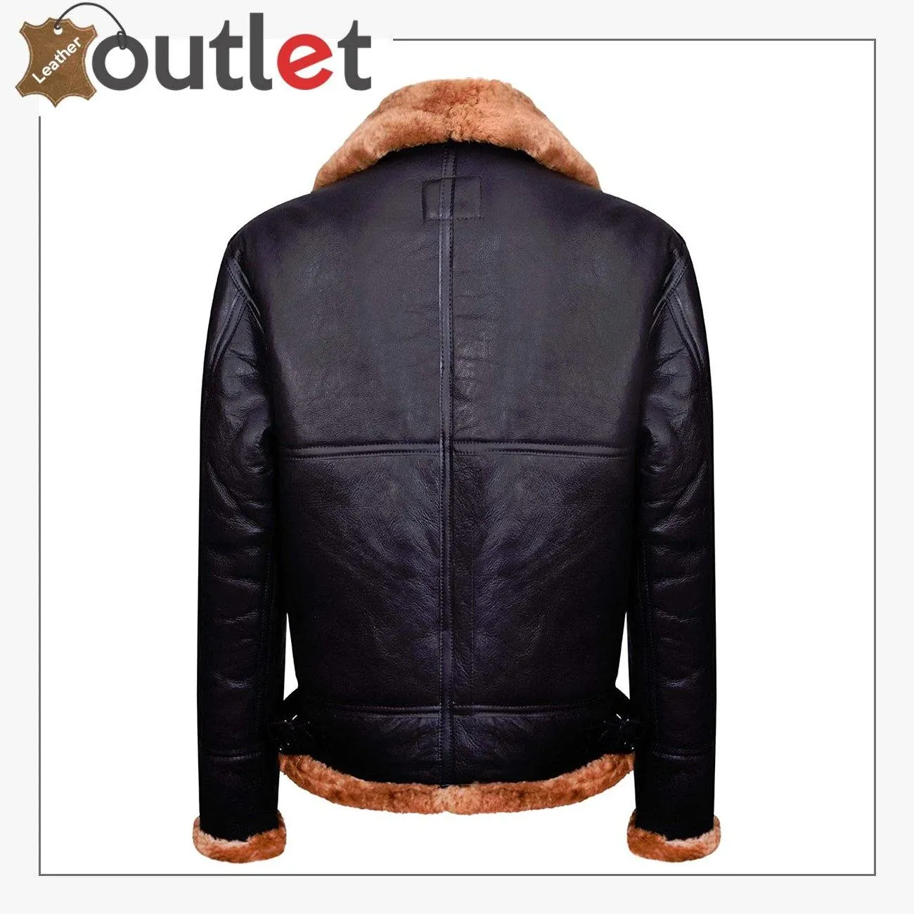 Brown B3 Real Shearling Sheepskin Leather Bomber Flying Jacket