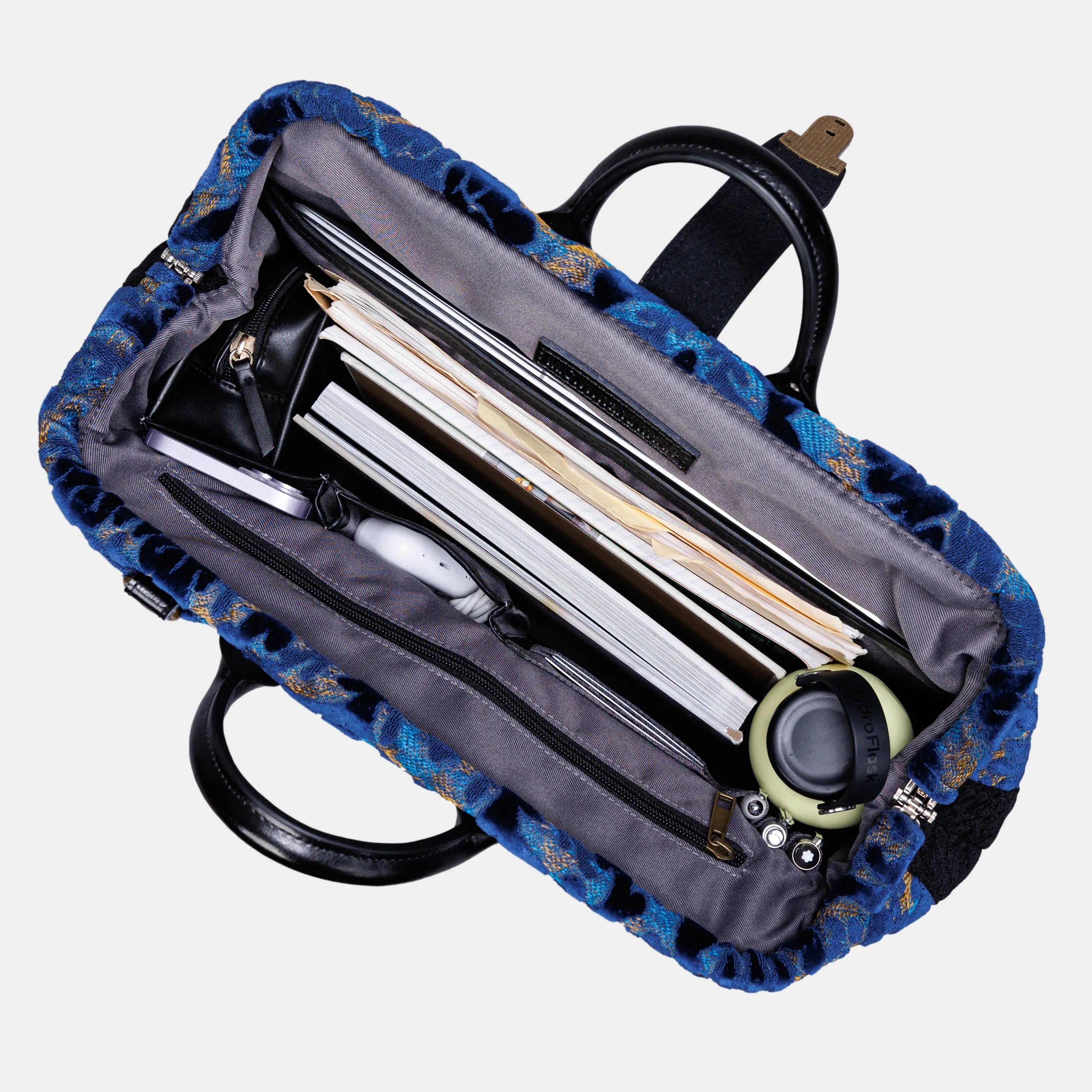 Burnout Velvet Navy Laptop Work Bag