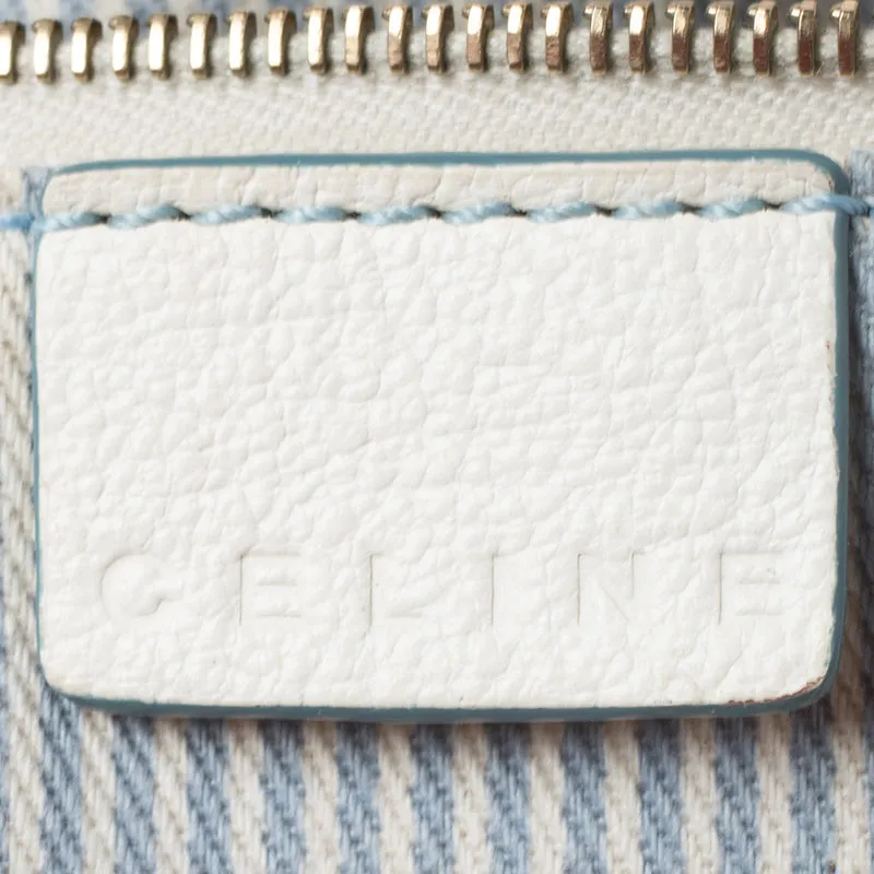 Celine Blue/White Monogram Canvas and Leather Satchel