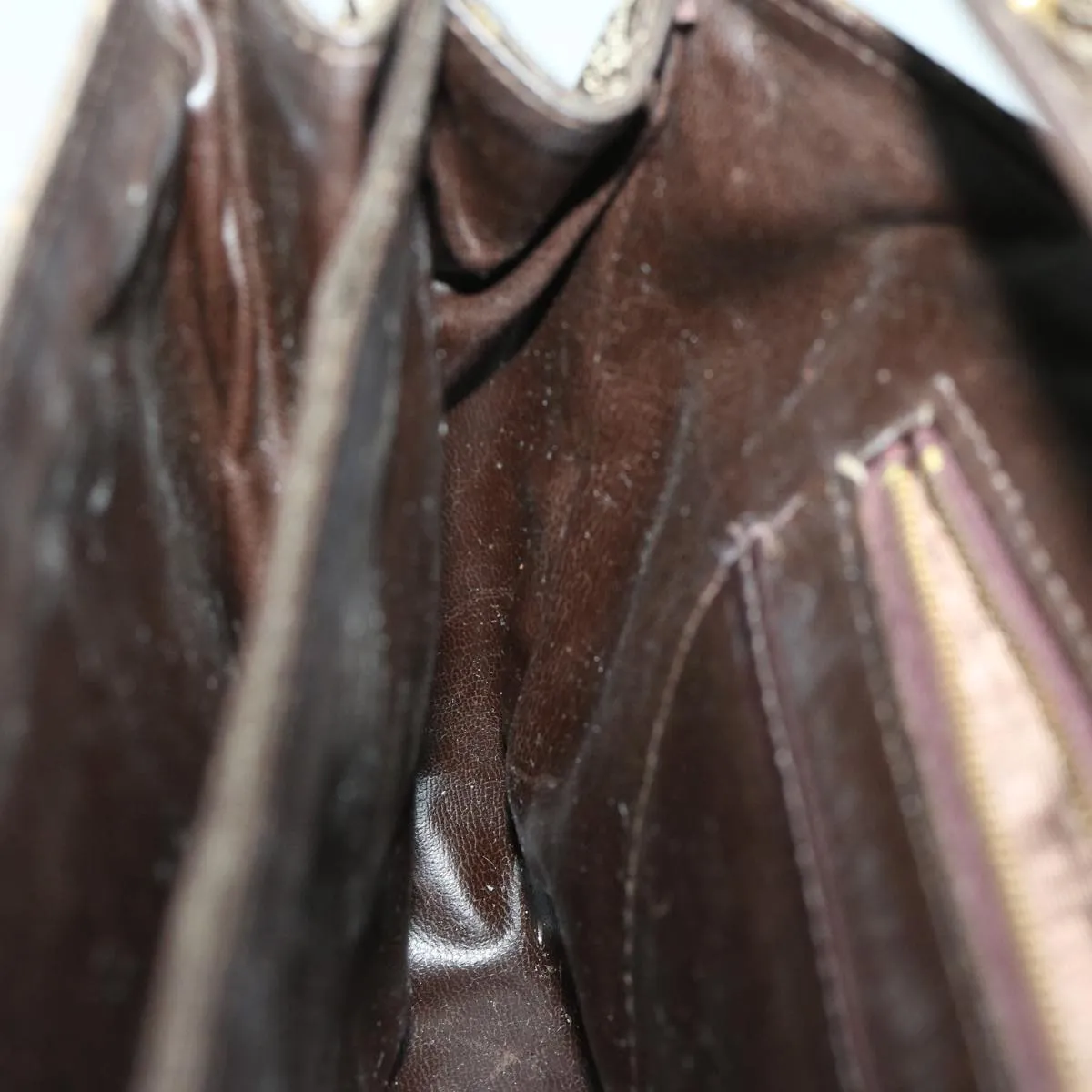 CELINE C Macadam Canvas Hand Bag Brown Auth bs12634