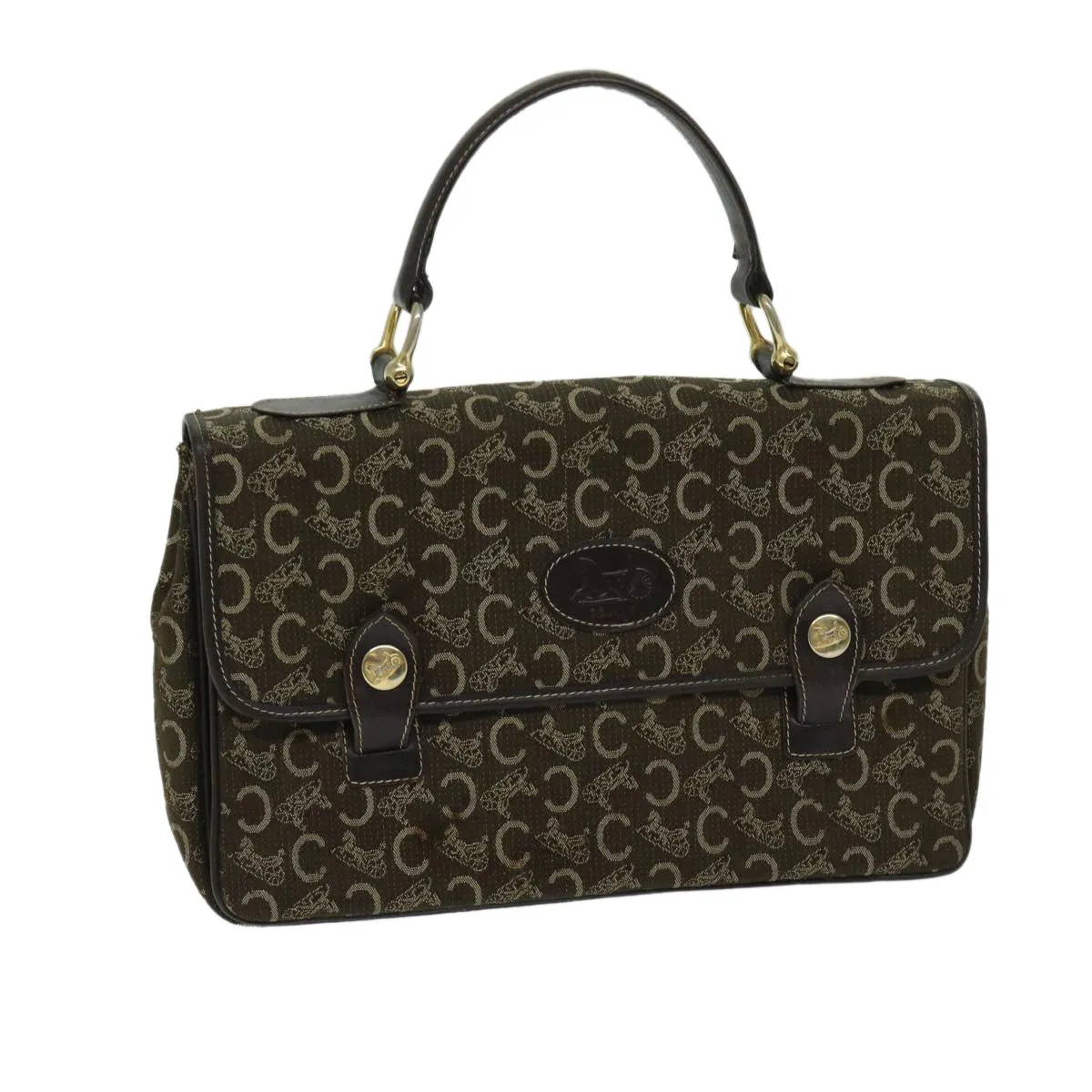 CELINE C Macadam Canvas Hand Bag Brown Auth bs12634