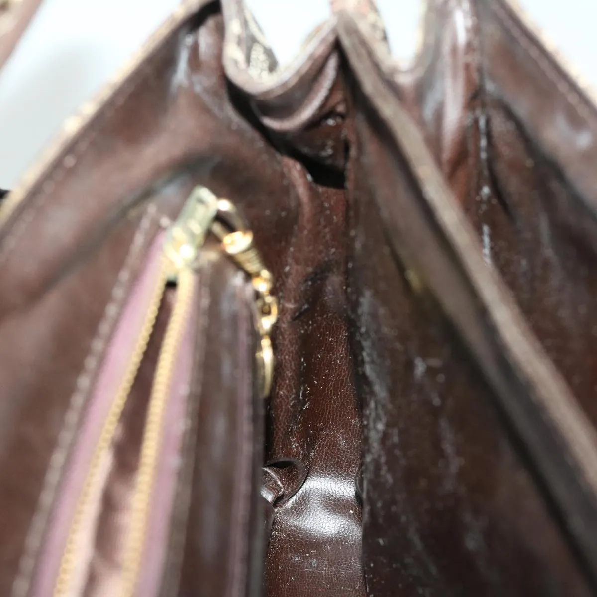 CELINE C Macadam Canvas Hand Bag Brown Auth bs12634